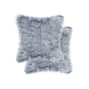 Luxe Home Decor Belton Faux Fur Pillow | 2-Piece | Grey | 18"x18"